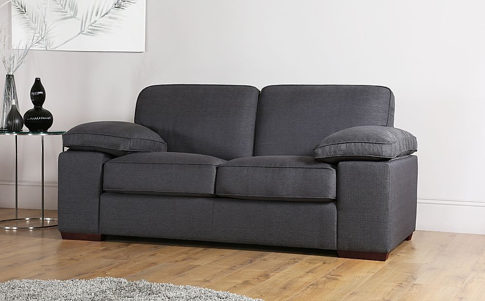 Cassie 2 Seater Sofa, Charcoal Classic Linen-Weave Fabric