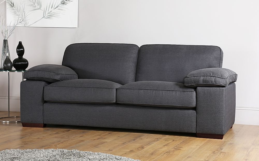 Cassie 3 Seater Sofa, Charcoal Classic Linen-Weave Fabric
