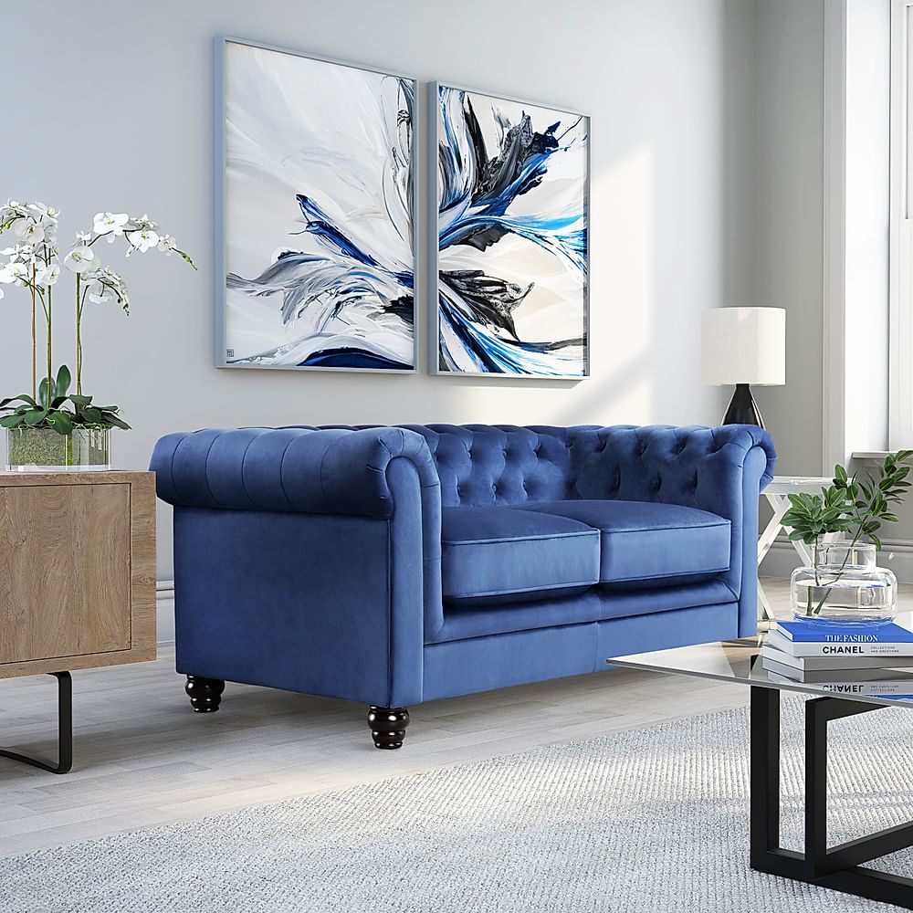 Hampton 2 Seater Chesterfield Sofa, Blue Classic Velvet Only £599.99 ...