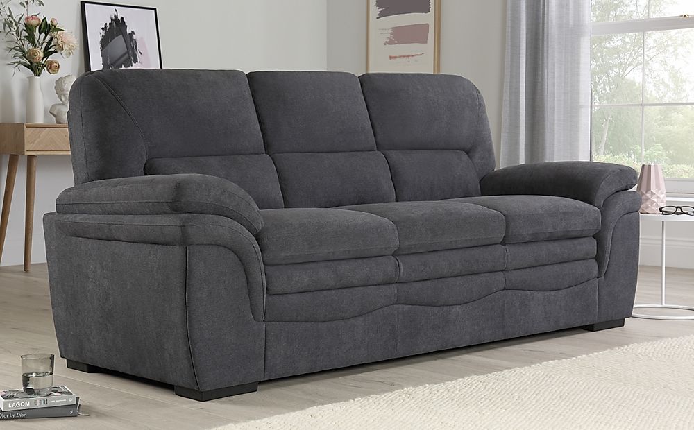 grey linen fabric 3 seater sofa bed