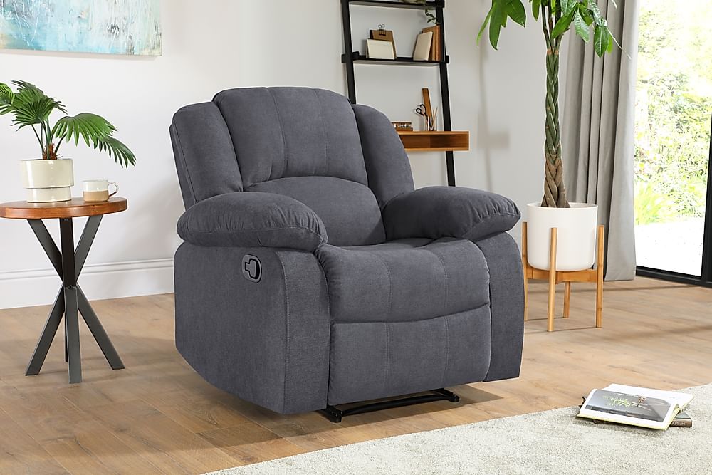 Dakota Recliner Armchair, Slate Grey Classic Plush Fabric