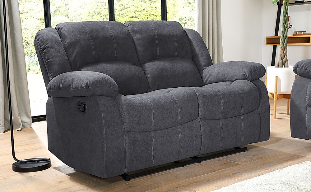 Dakota 2 Seater Recliner Sofa Slate Grey Classic Plush Fabric