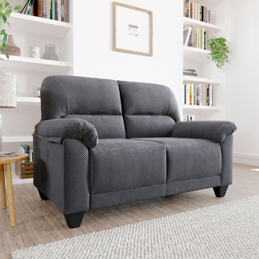 Kenton Small Dark Grey Dotted Cord Fabric 2  Seater  Sofa  