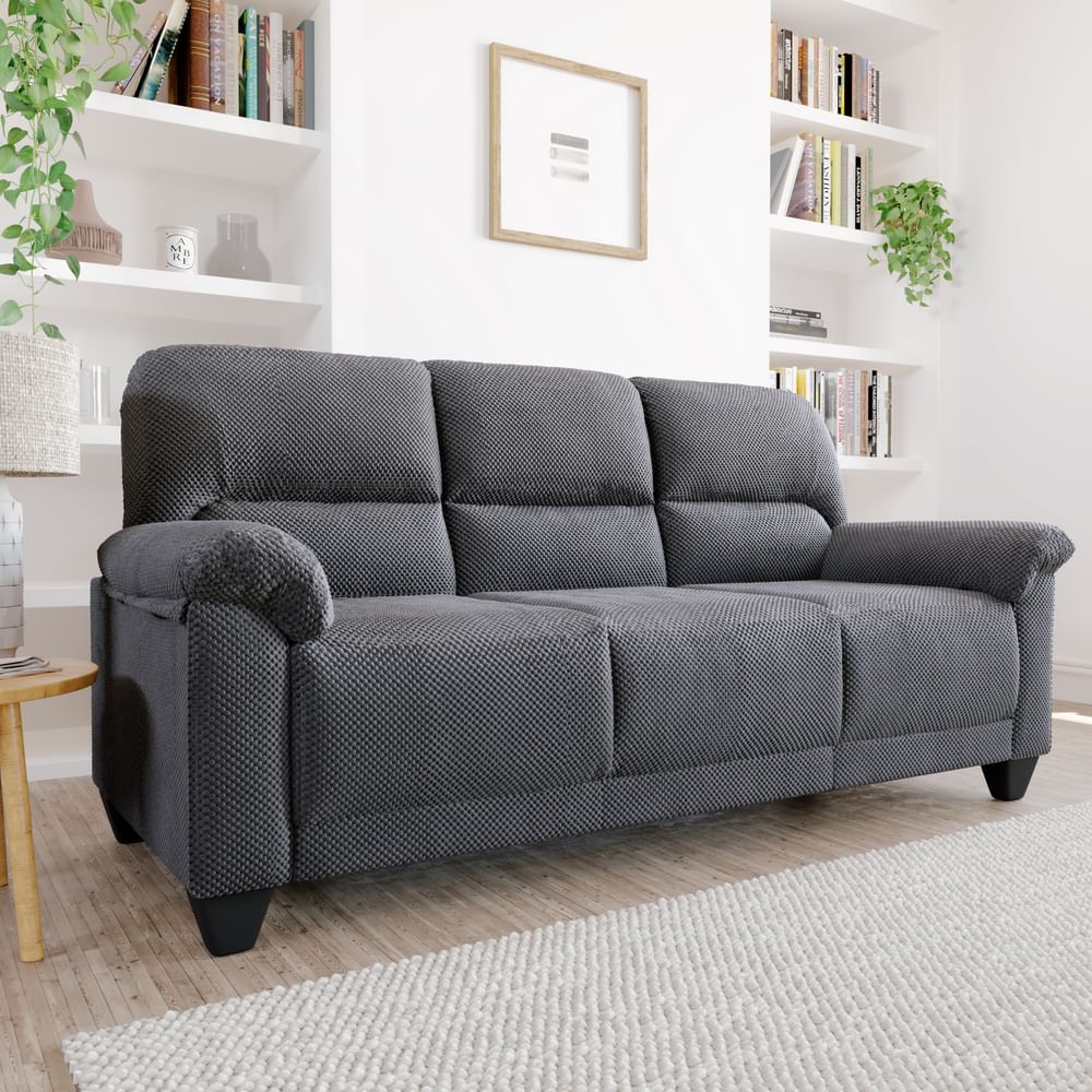 Kenton Small 3 Seater Sofa, Dark Grey Dotted Cord Fabric