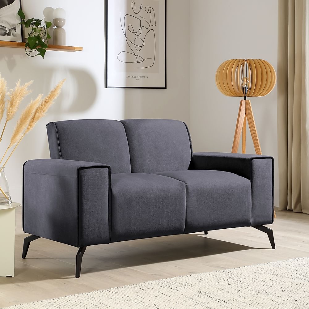 Ellison 2 Seater Sofa, Slate Grey Classic Plush Fabric