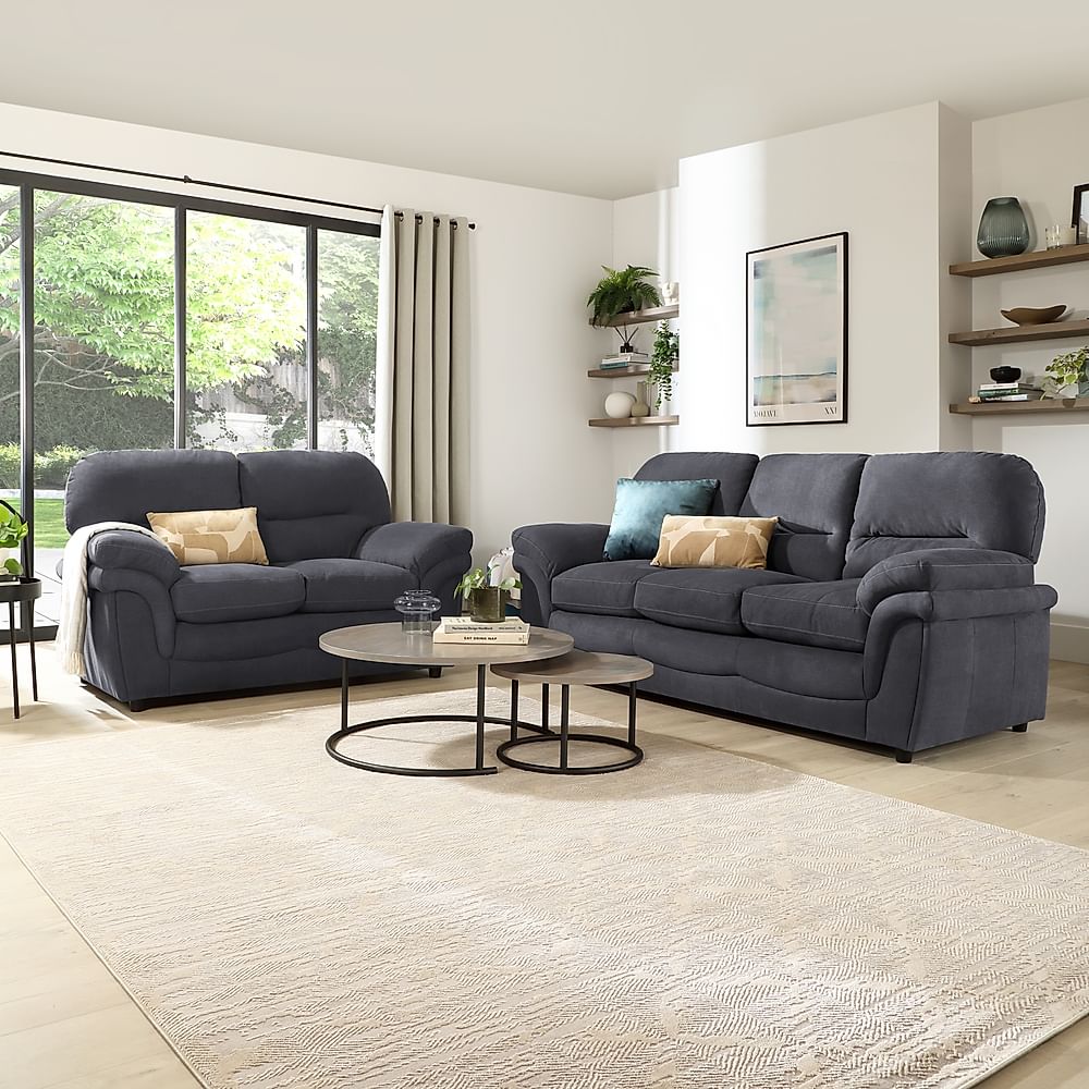 Anderson 3+2 Seater Sofa Set, Slate Grey Classic Plush Fabric