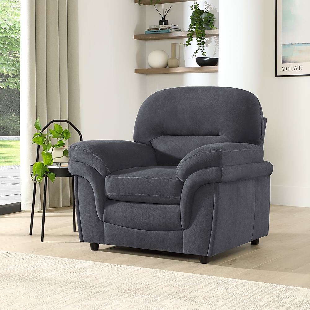 Anderson Armchair, Slate Grey Classic Plush Fabric