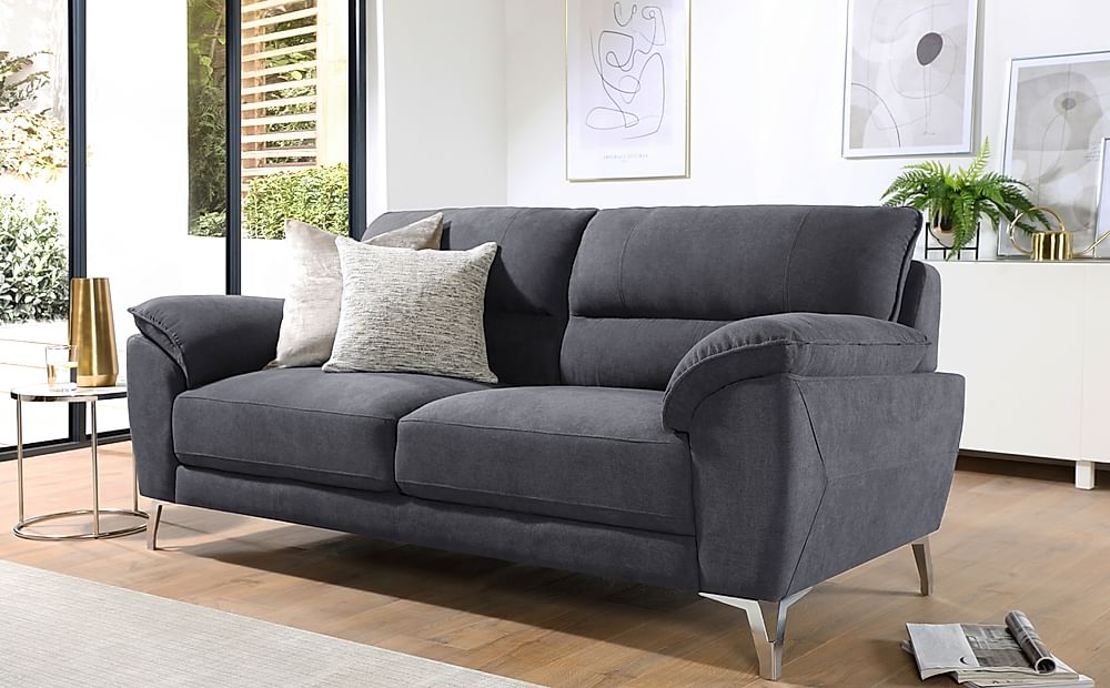 Porto 3 Seater Sofa, Slate Grey Classic Plush Fabric