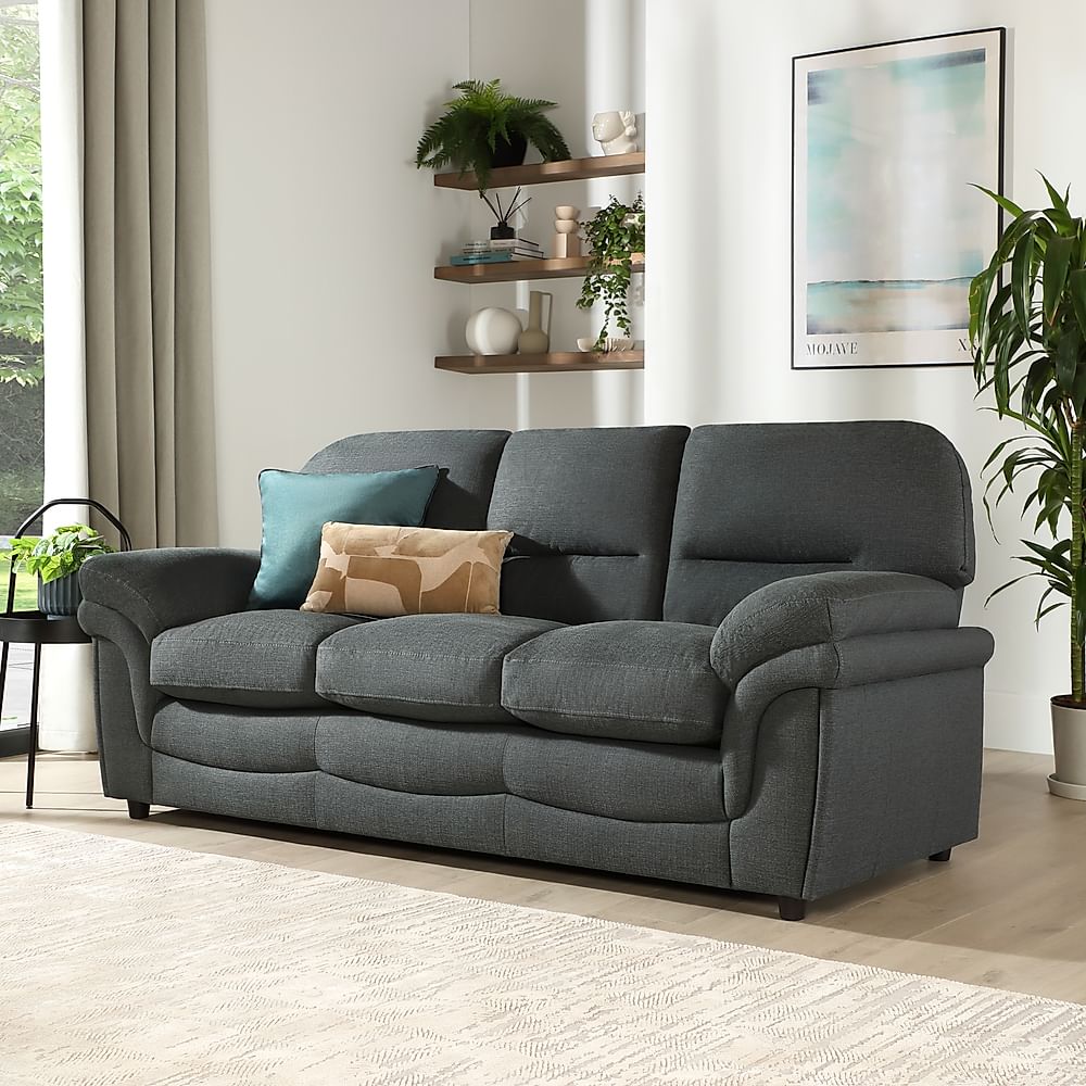 Anderson 3 Seater Sofa, Slate Grey Classic Linen-Weave Fabric