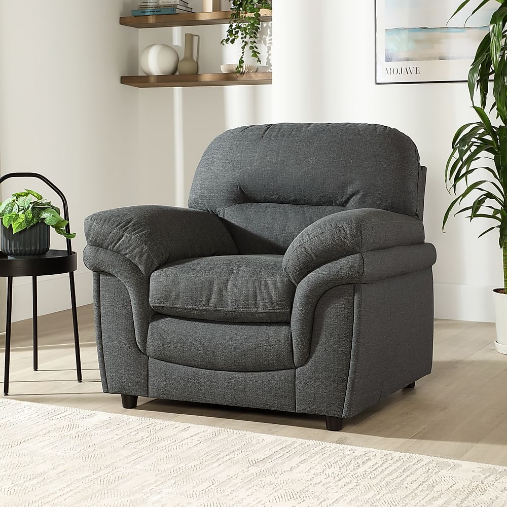 Anderson Armchair, Slate Grey Classic Linen-Weave Fabric