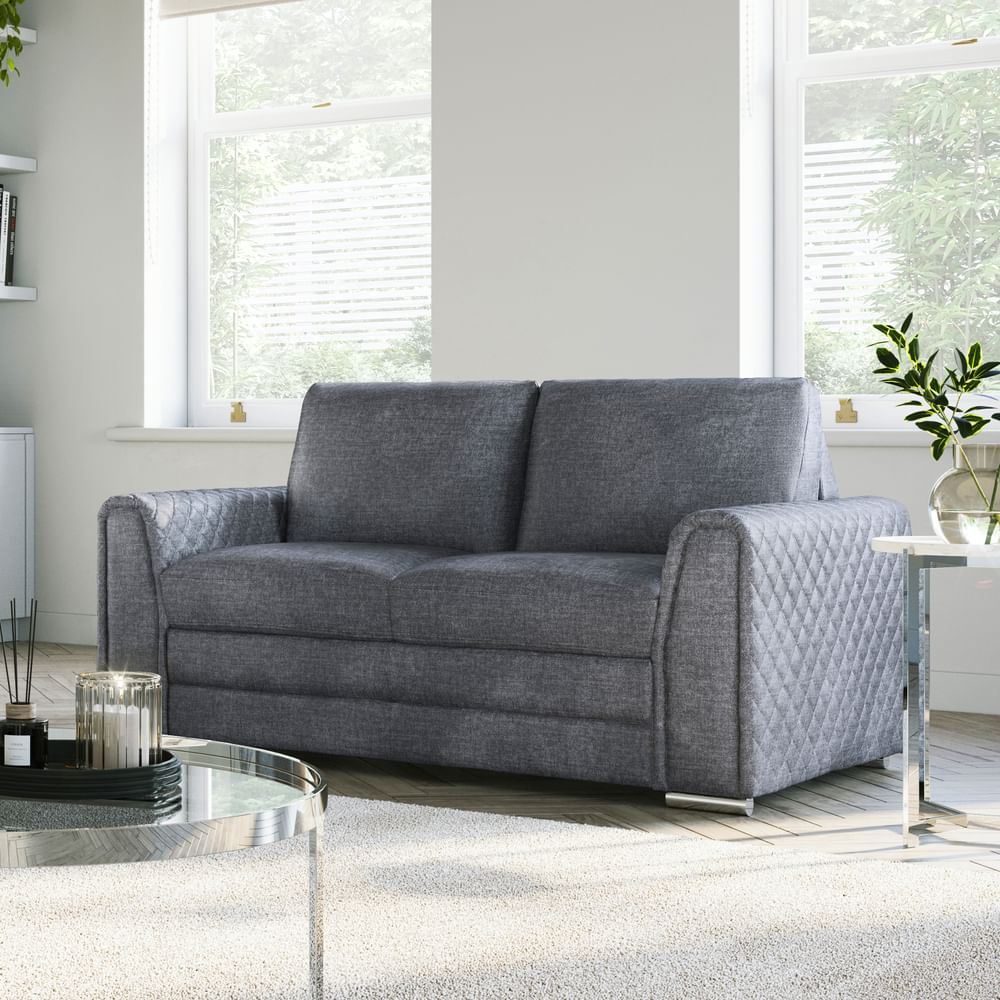 Atlanta 2 Seater Sofa, Grey Aura Velvet
