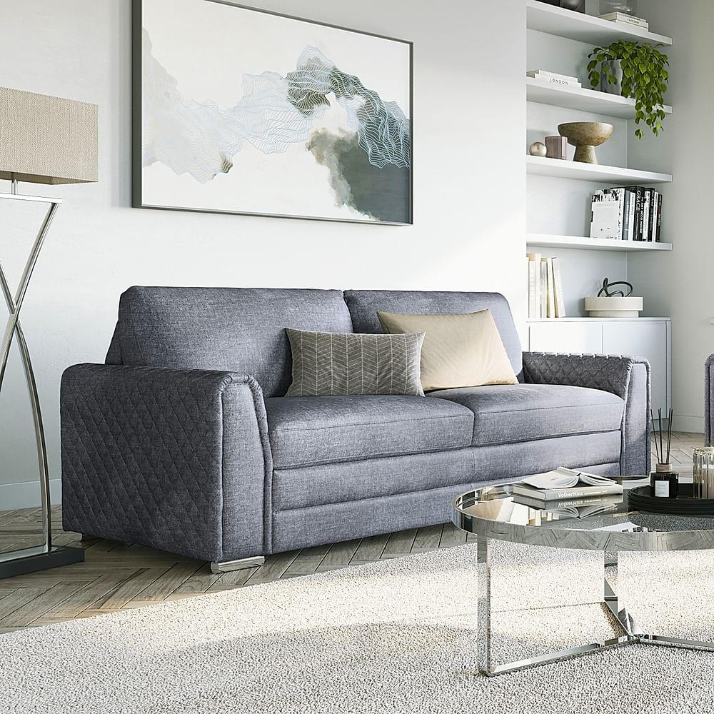 Atlanta 3 Seater Sofa, Grey Aura Velvet
