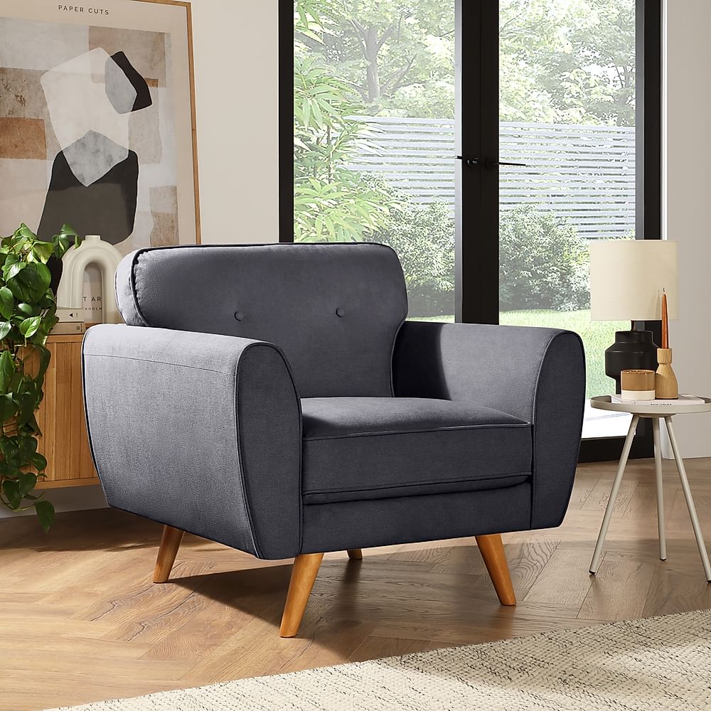 Harlow Armchair, Slate Grey Classic Plush Fabric