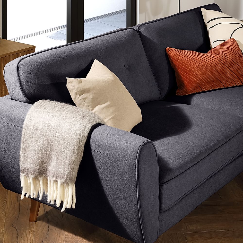 Harlow 3 Seater Sofa Slate Grey Classic Plush Fabric