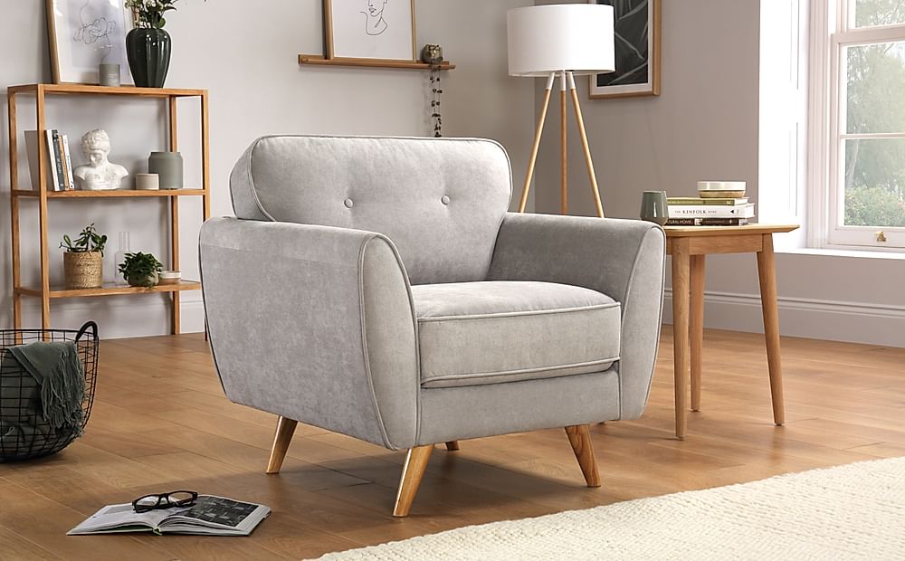 Harlow Armchair, Dove Grey Classic Plush Fabric