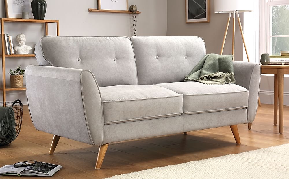 Harlow 2 Seater Sofa, Dove Grey Classic Plush Fabric