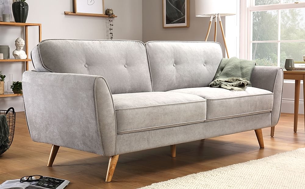 Harlow 3 Seater Sofa, Dove Grey Classic Plush Fabric