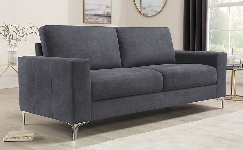 Baltimore 3 Seater Sofa, Slate Grey Classic Plush Fabric