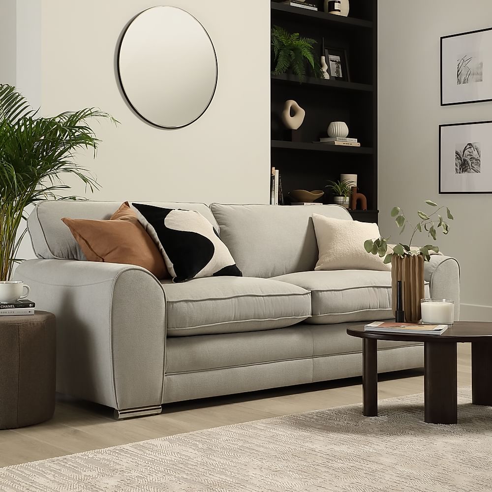 Burford 3 Seater Sofa, Dove Grey Classic Plush Fabric