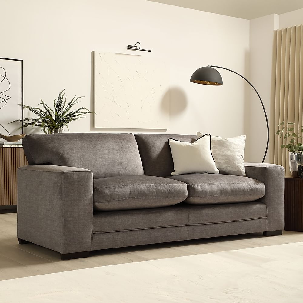 Manhattan 3 Seater Sofa, Grey Aura Velvet