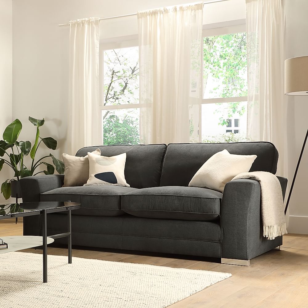 Vermont 3 Seater Sofa, Slate Grey Classic Plush Fabric