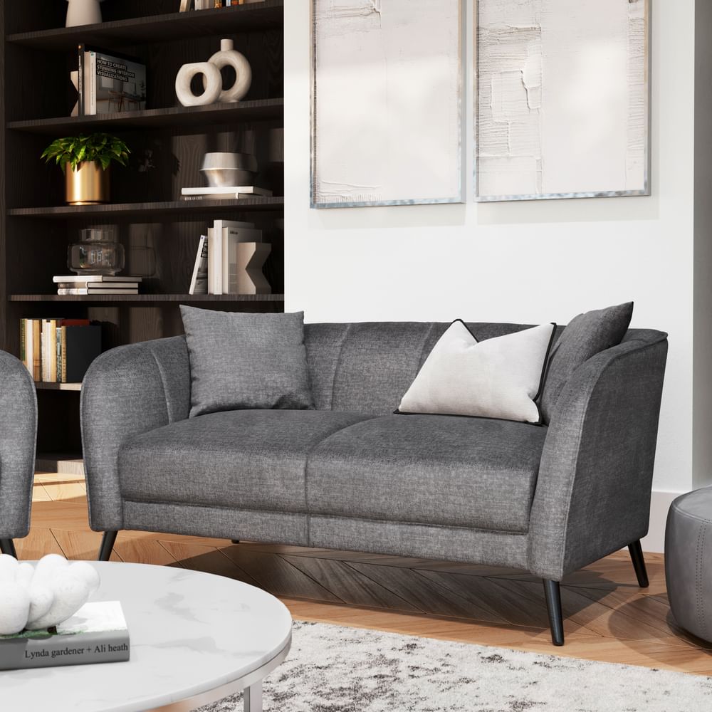 Loren 2 Seater Sofa, Grey Aura Velvet