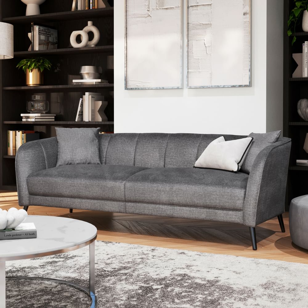 Loren 3 Seater Sofa, Grey Aura Velvet