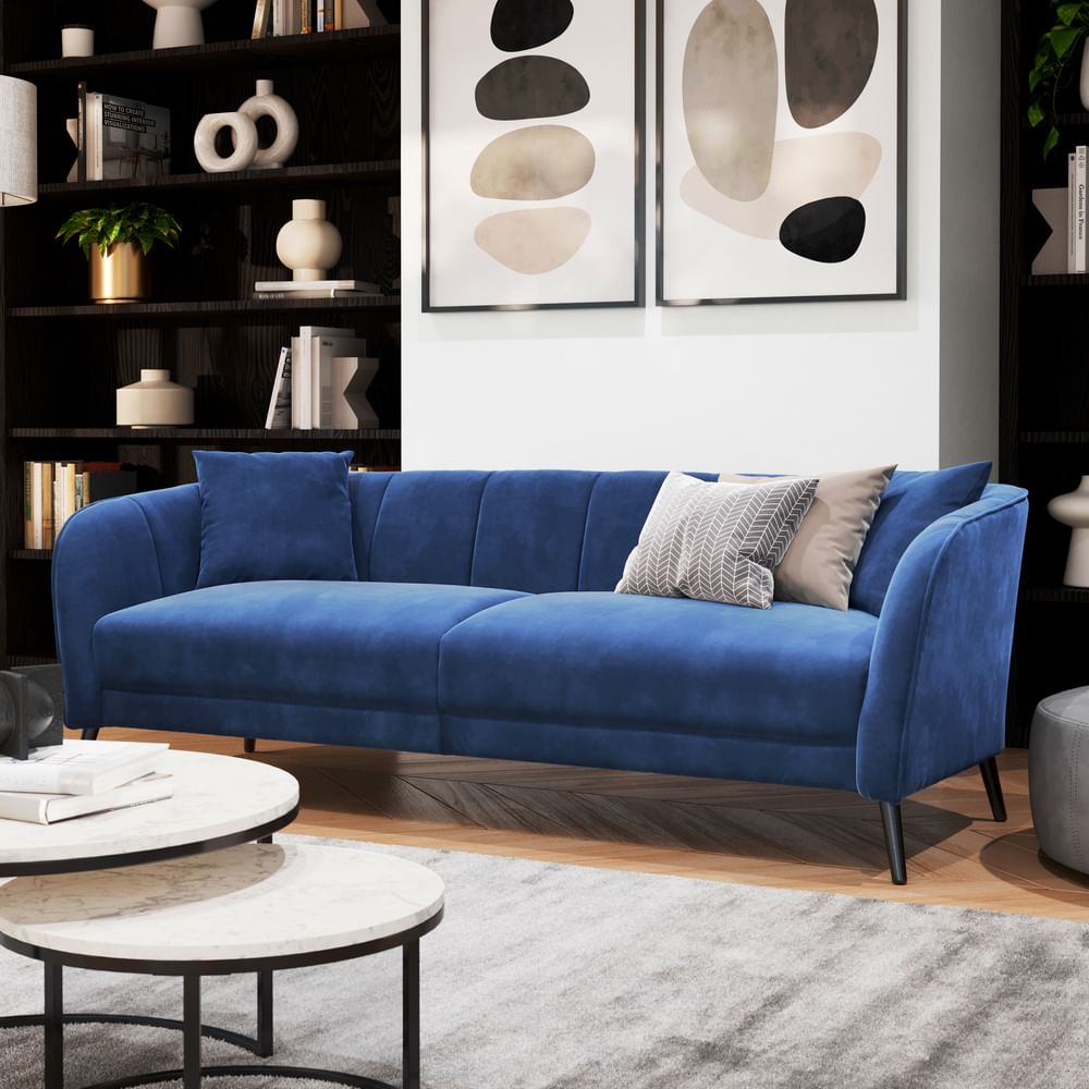 Loren 3 Seater Sofa, Blue Classic Velvet