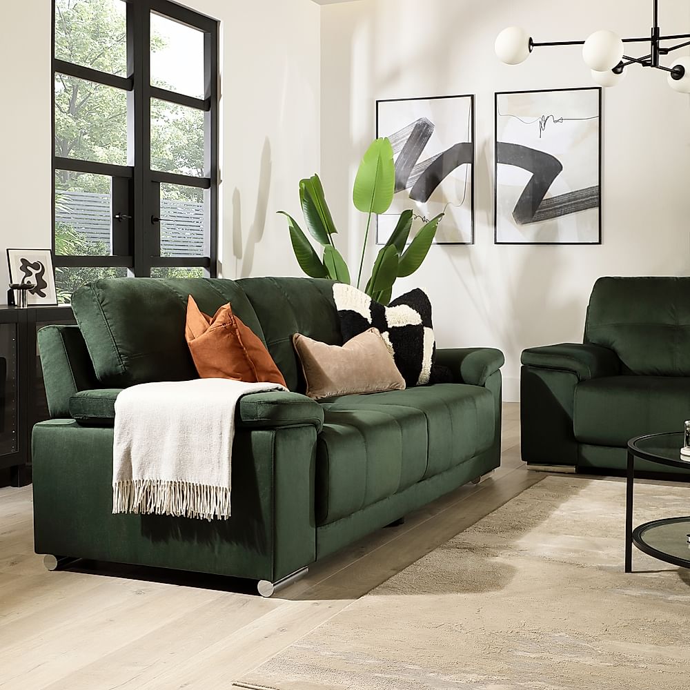 Kansas 3 Seater Sofa Moss Green Classic Velvet