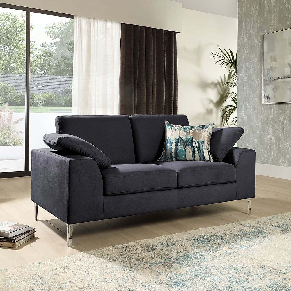 Valencia 2 Seater Sofa, Slate Grey Classic Plush Fabric