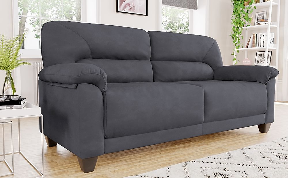 Austin Small 3 Seater Sofa, Slate Grey Classic Plush Fabric