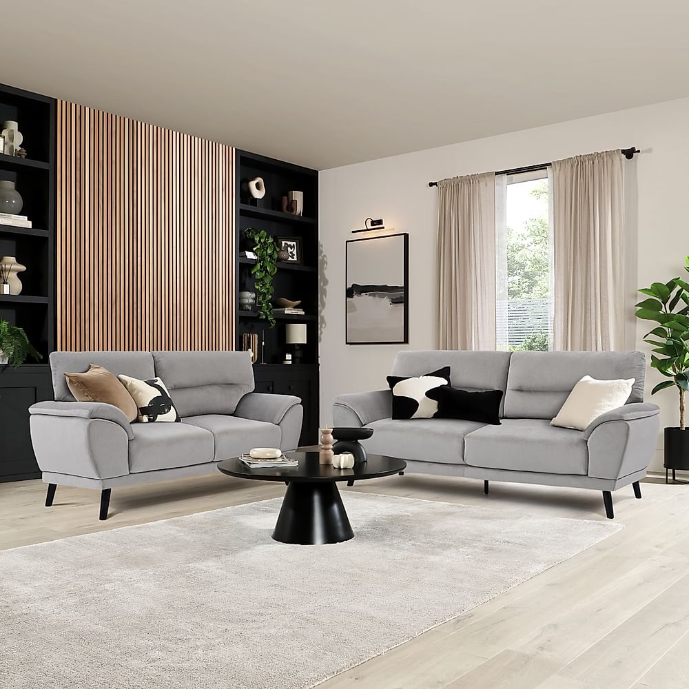 Alena 3+2 Seater Sofa Set, Grey Classic Velvet