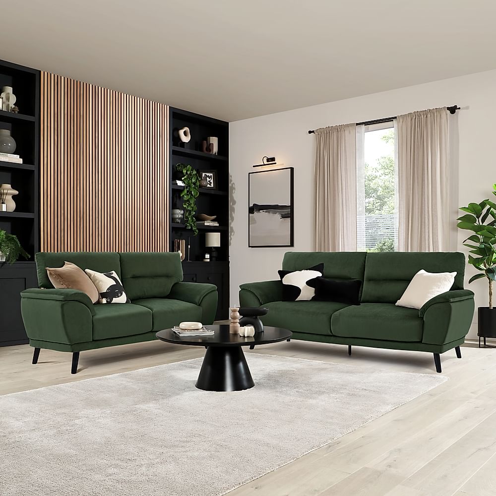 Alena 3+2 Seater Sofa Set, Moss Green Classic Velvet