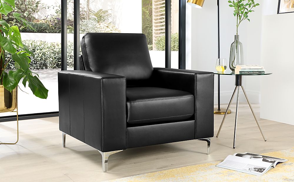 Baltimore Armchair, Black Classic Faux Leather