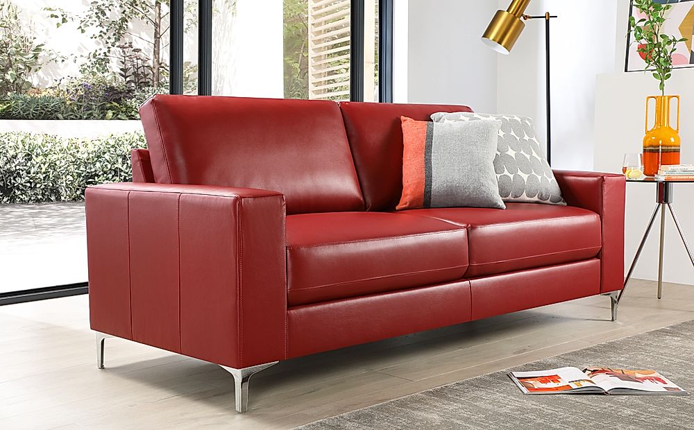 Baltimore Red Leather 3 2 Seater Sofa, 2 Seater Red Sofa Bed