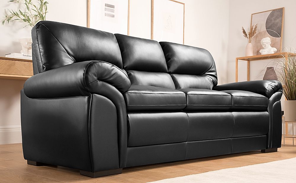 Bromley 3 Seater Sofa Black Classic Faux Leather Only 649.99