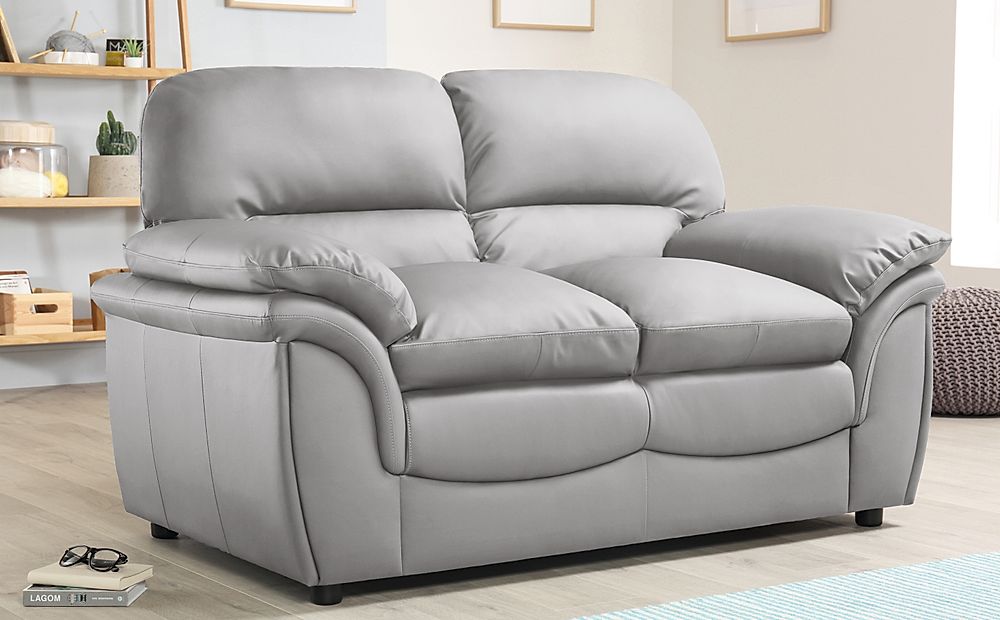 Rochester Light Grey Leather 2 Seater Sofa | Furniture And Choice