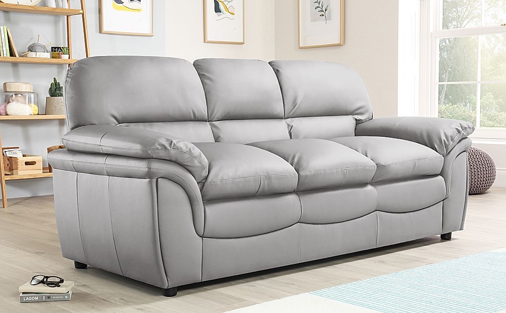 Rochester Light Grey Leather 3 2 Seater, Light Grey Leather Sofa Set