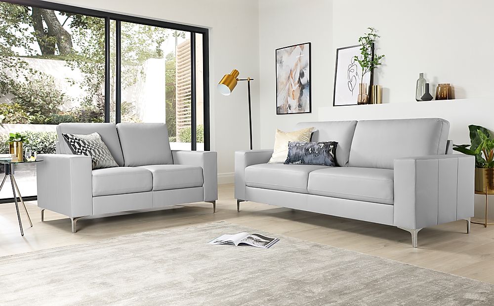 3 piece gray leather sofa set