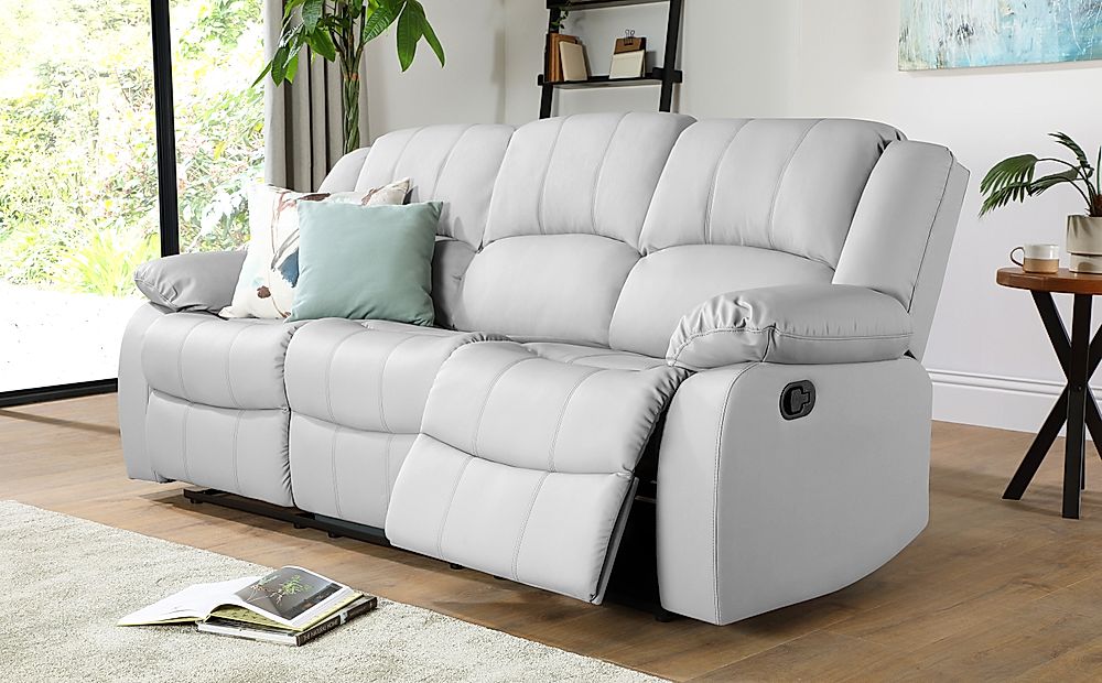Dakota 3 2 Seater Recliner Sofa Set Light Grey Classic Faux