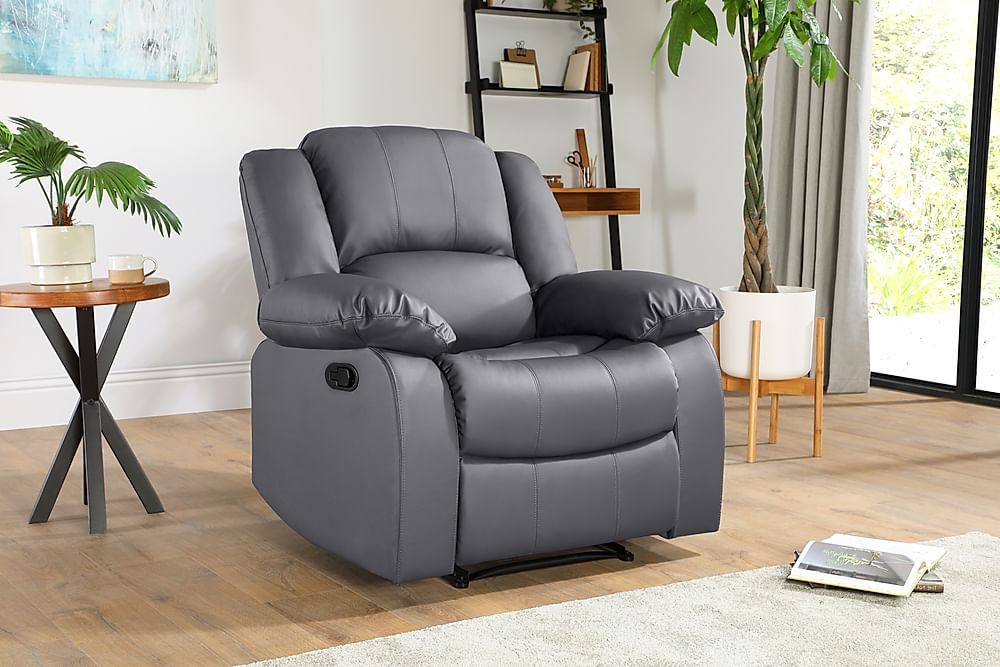 Dakota Grey Leather Recliner Armchair, Grey Leather Recliner Chair Uk