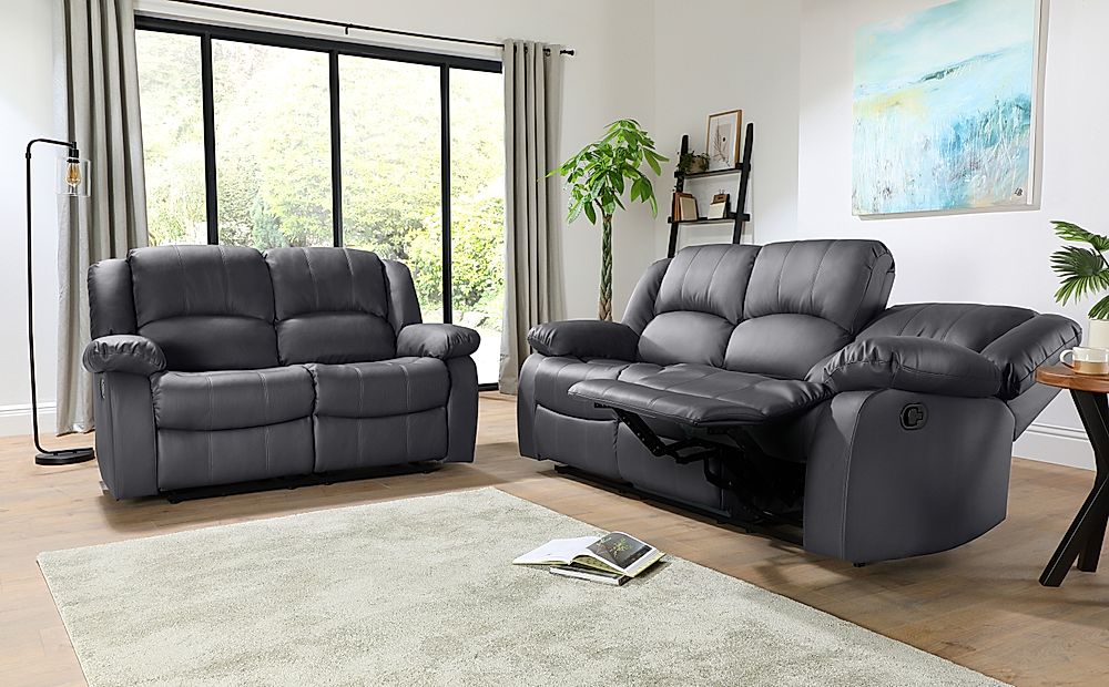 Dakota Grey Leather 3 2 Seater Recliner, Grey Leather Sofa And 2 Chairs Set