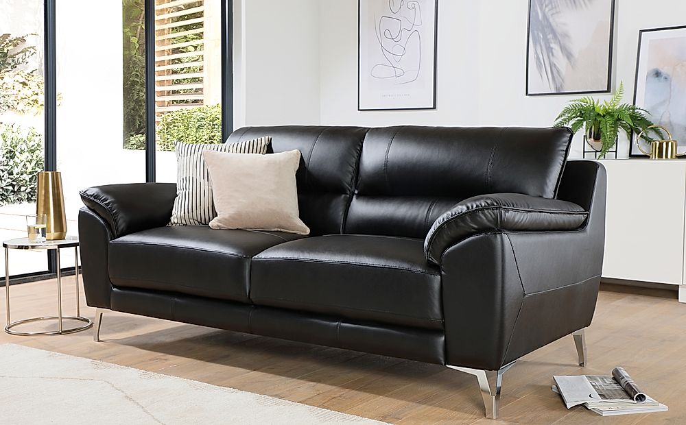 Madrid Black Leather 3 2 Seater Sofa, Madrid 2 Piece Leather Sectional