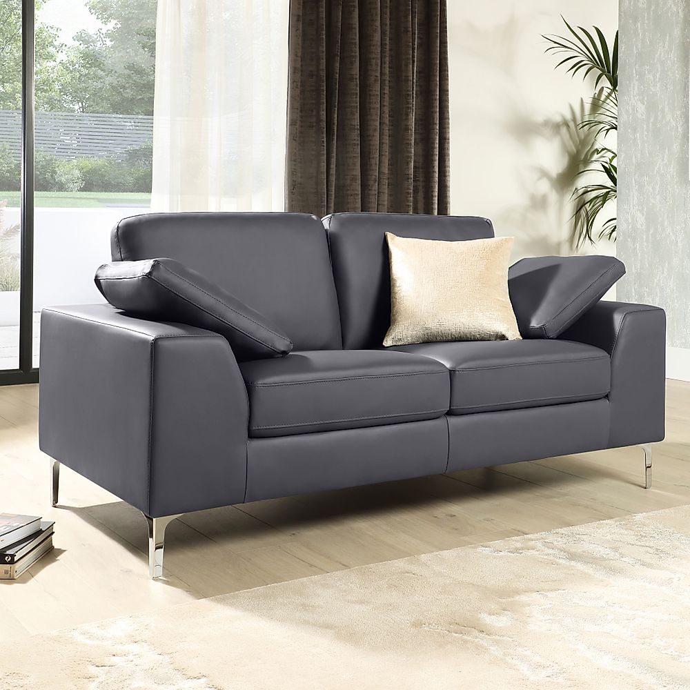 Valencia 2 Seater Sofa, Grey Classic Faux Leather