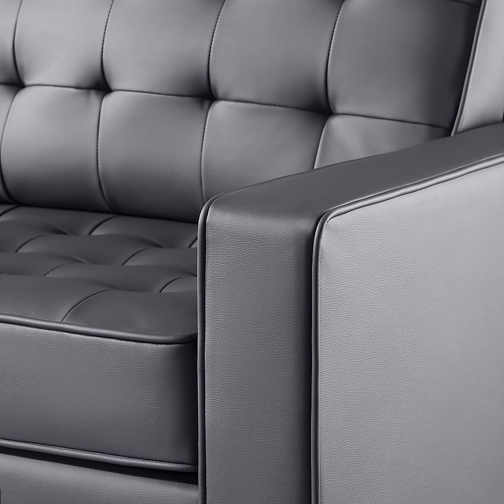 Stockholm 2 Seater Sofa Grey Premium Faux Leather Only 499.99