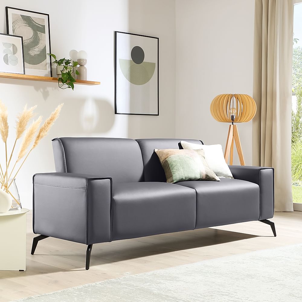 Ellison 3 Seater Sofa, Grey Premium Faux Leather