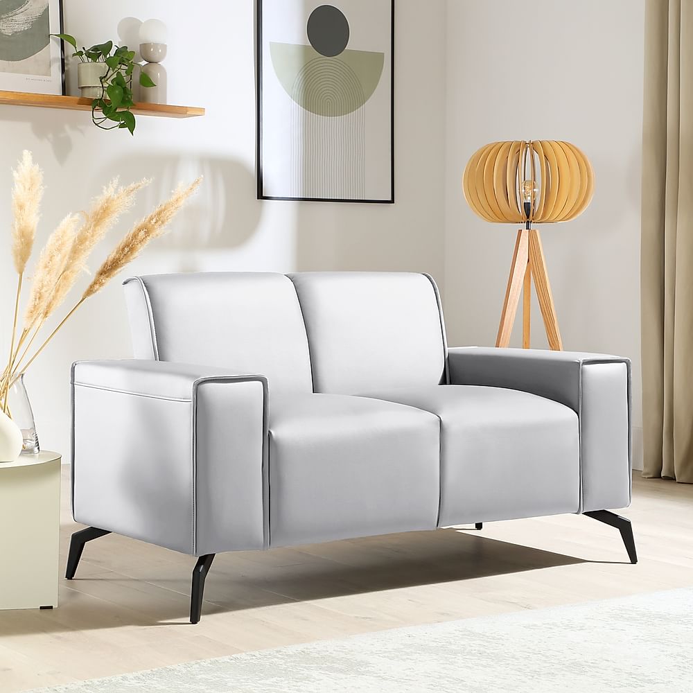 Ellison 2 Seater Sofa, Light Grey Premium Faux Leather