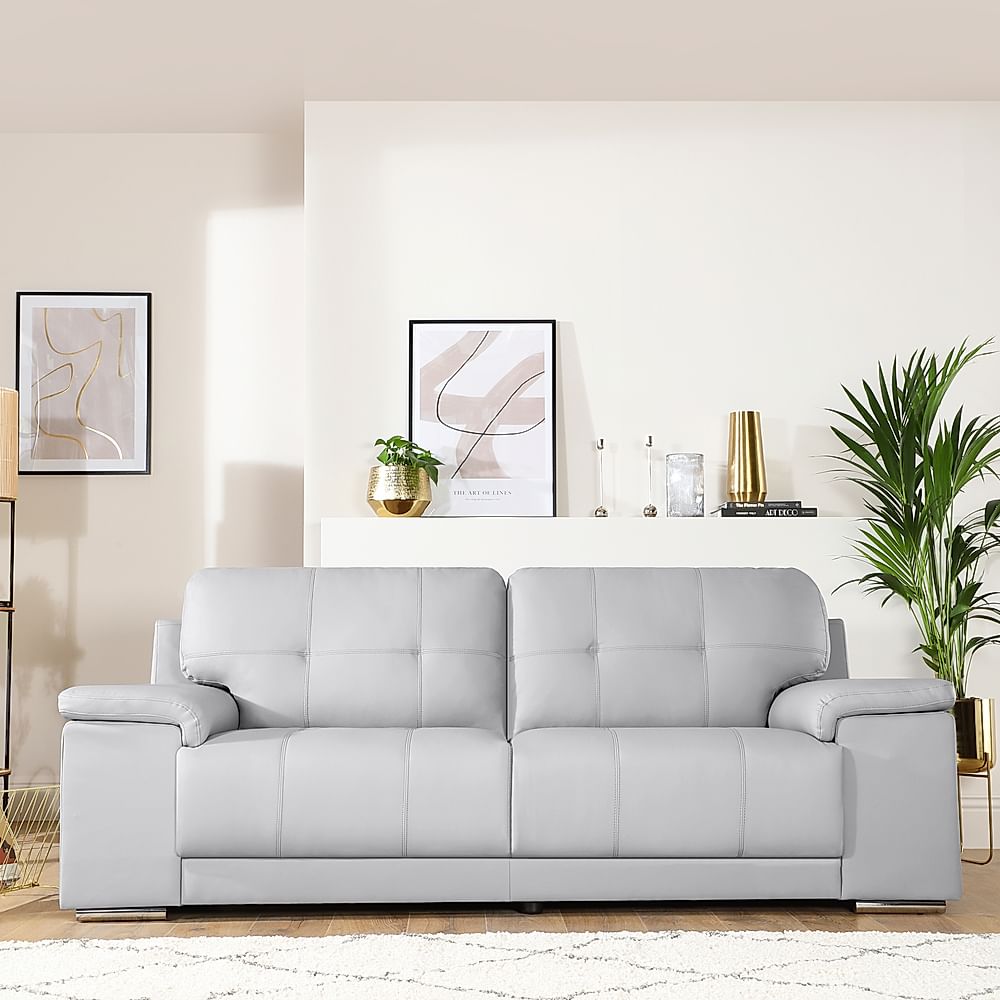 Kansas grey leather discount 3 seater sofa