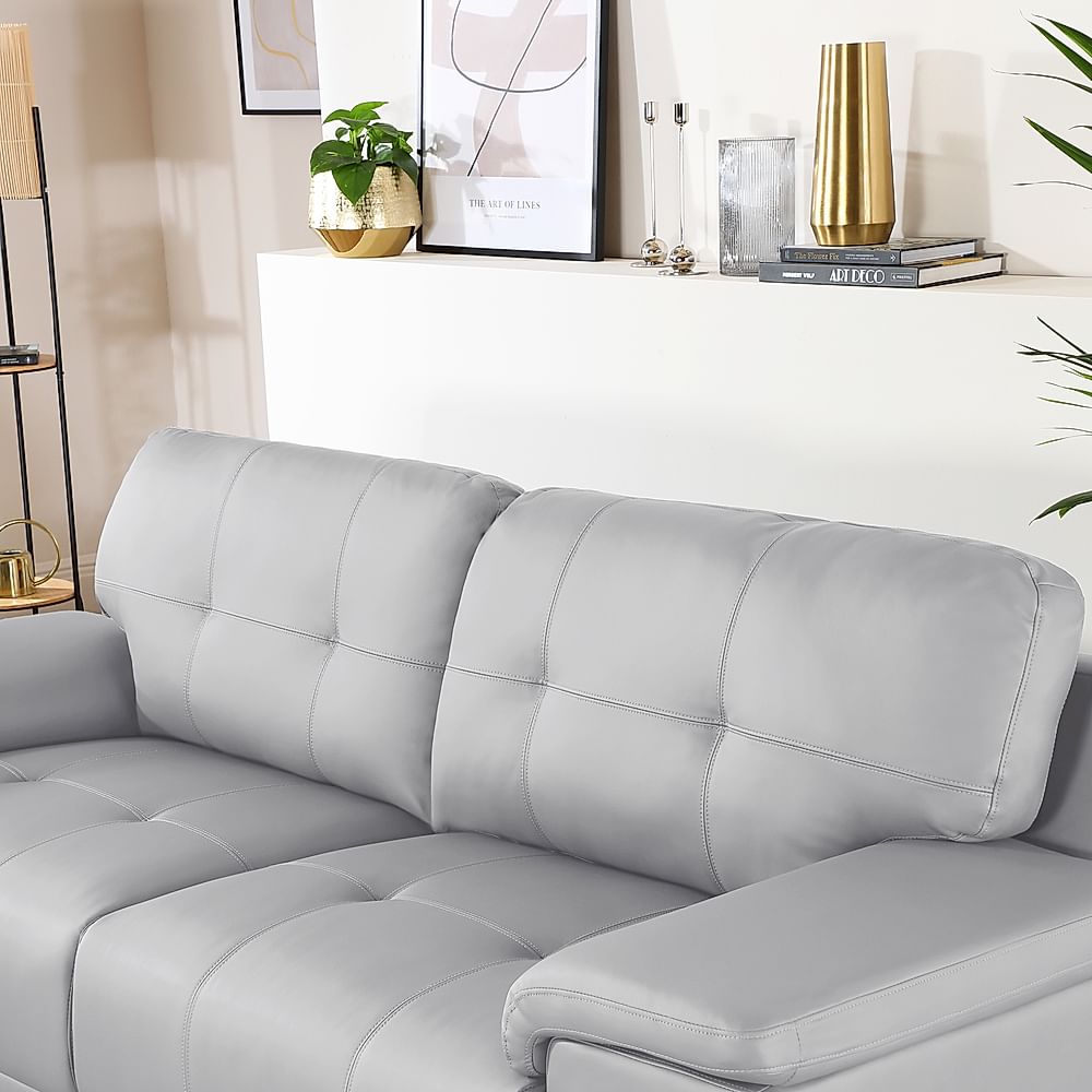 Kansas 3 Seater Sofa Light Grey Premium Faux Leather Only 649.99