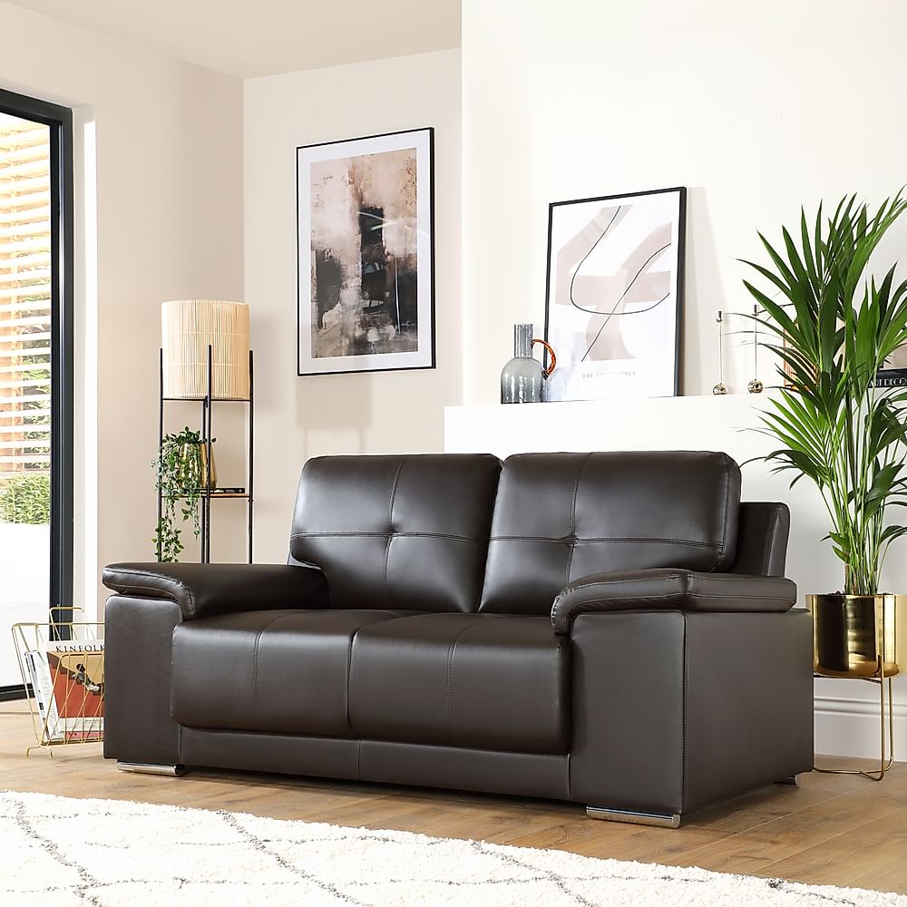 Kansas 2 Seater Sofa, Brown Premium Faux Leather